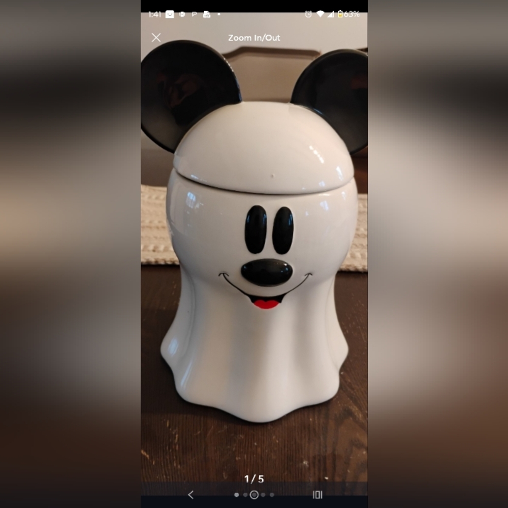Disney Mickey Mouse Ghost Storage Jar - White and Black